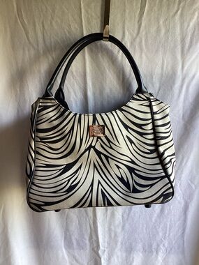 Black & Cream Patterned Tote Bag with Double Handles